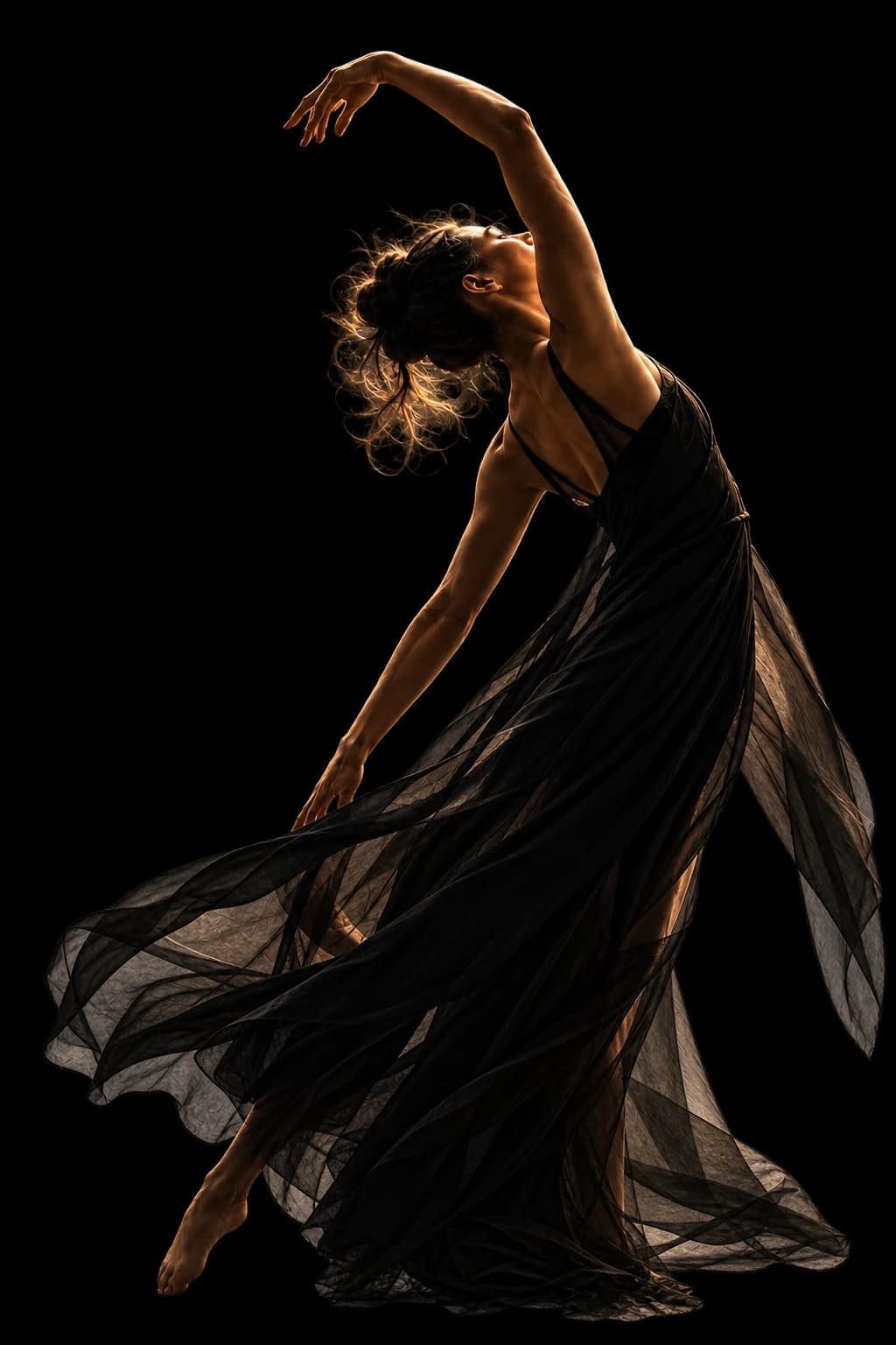Contemporary dancer reaching through an expressive movement